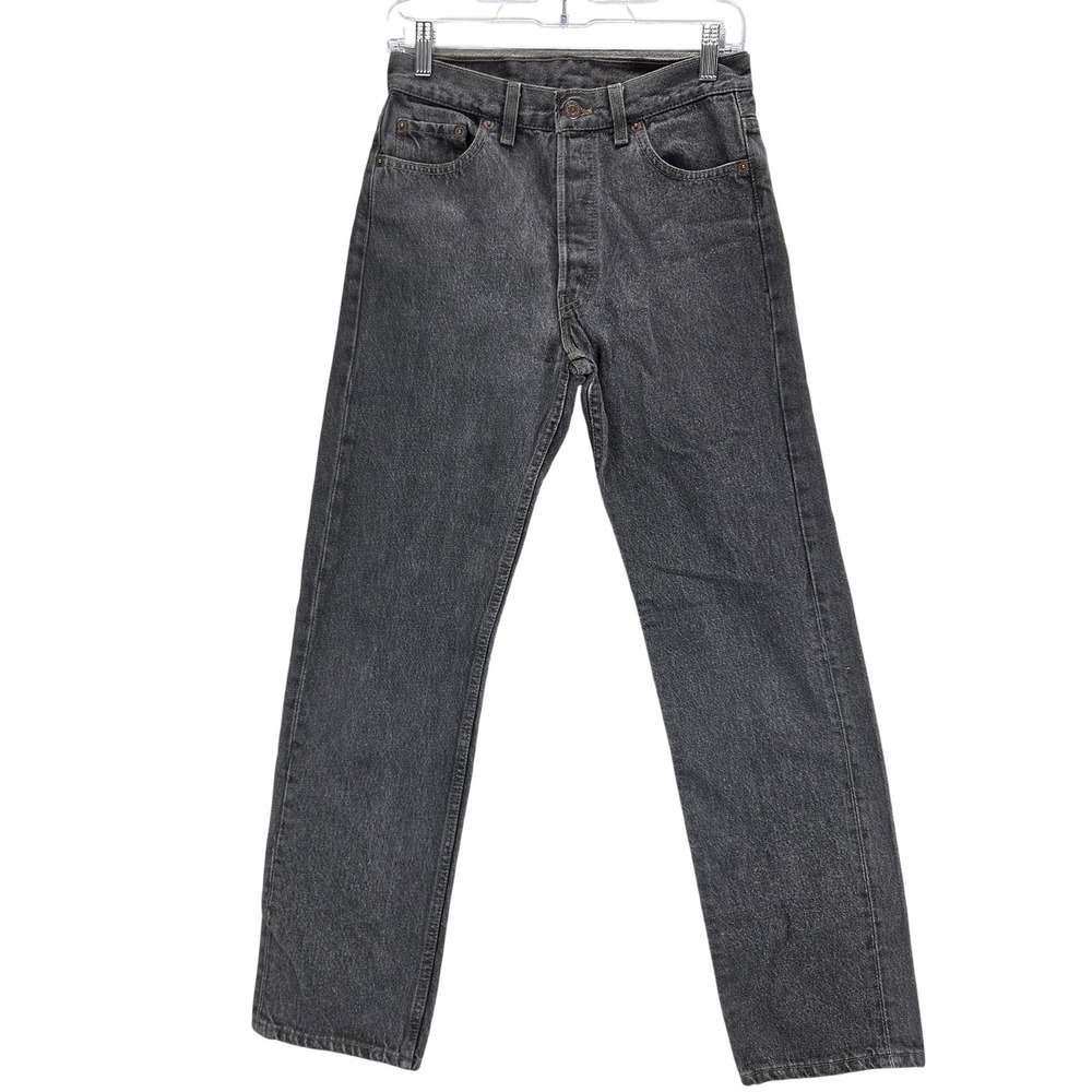 Vintage Levis 501 Jeans Womens Gray Charcoal Straight Button Fly USA Fits 27x30